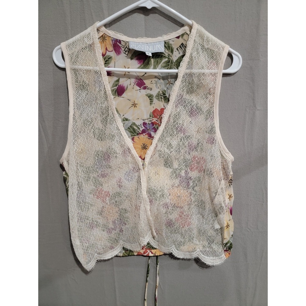 Vintage Dorothy Schoelen Womens M Floral Lace Vest Crop Fabric From France NWT